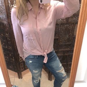 Jcrew Silk Light Pink Collar Button Down Blouse 14